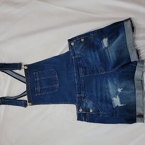 Wax Jeans Shortalls Distressed Cuffed Wash Demin Blue Shorts. Size 2xl